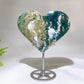 Atrophylite Garnet Moss Agate Heart Carving with Stand Wholesale