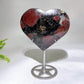 Atrophylite Garnet Moss Agate Heart Carving with Stand Wholesale