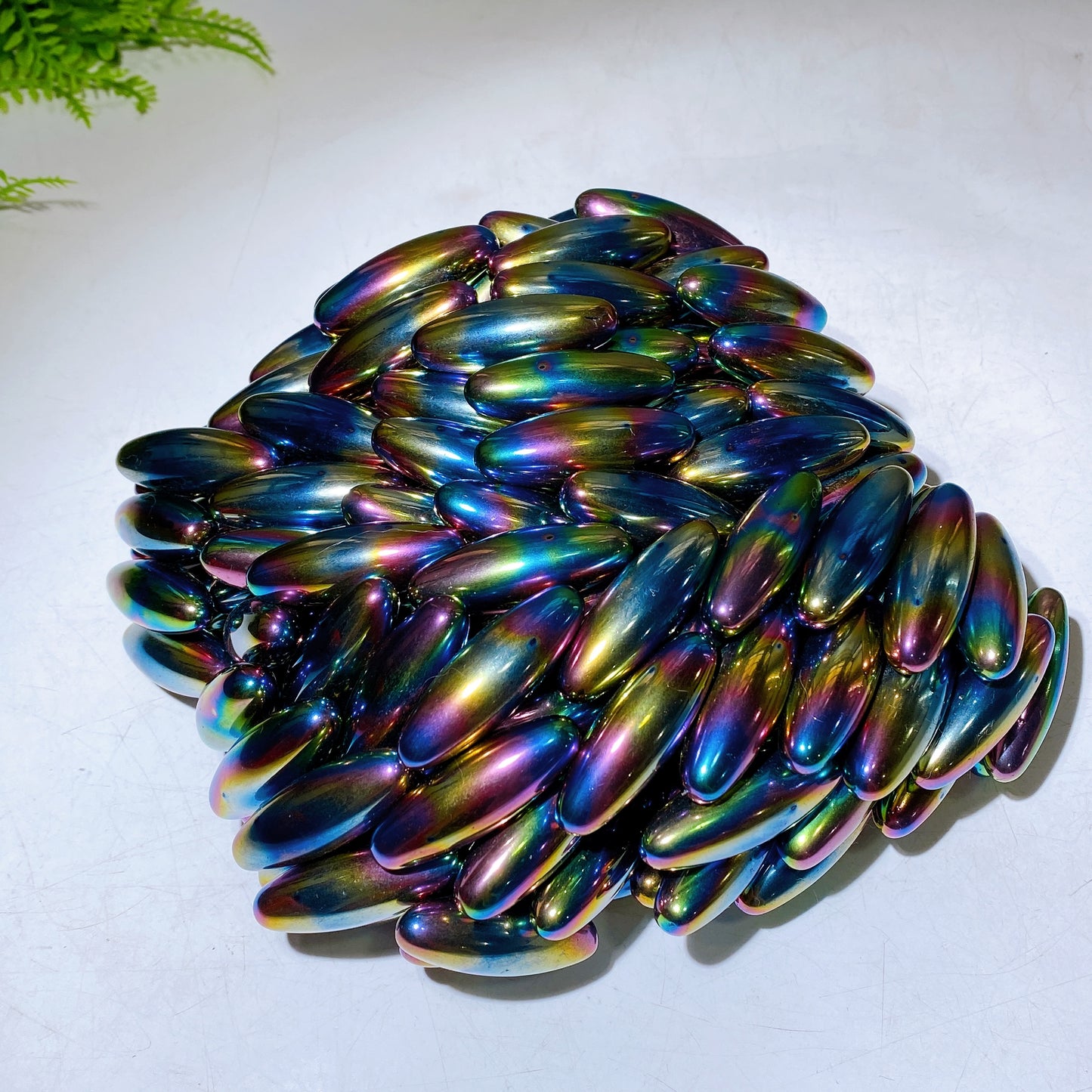 Aura Rainbow Magnetic Hematite Elliptical Zinger Snake Egg Crystal Wholesale