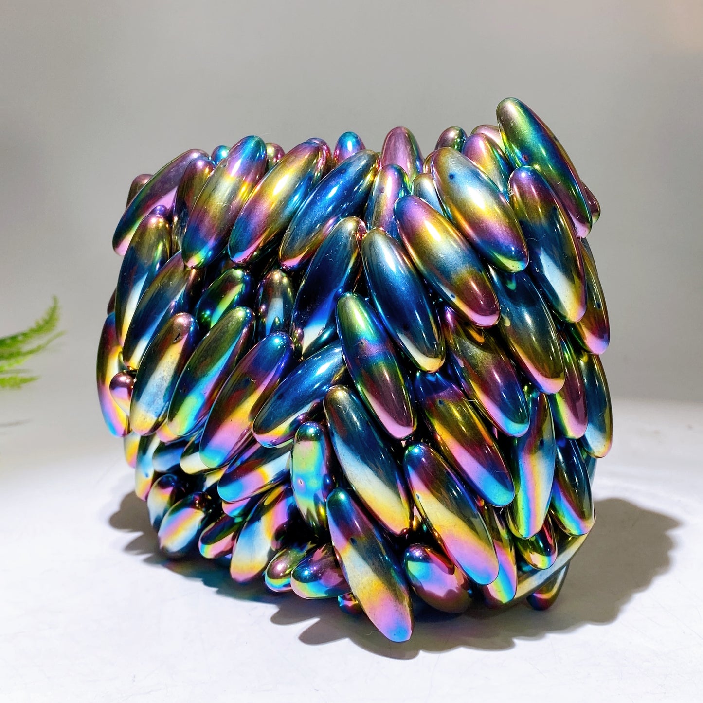 Aura Rainbow Magnetic Hematite Elliptical Zinger Snake Egg Crystal Wholesale
