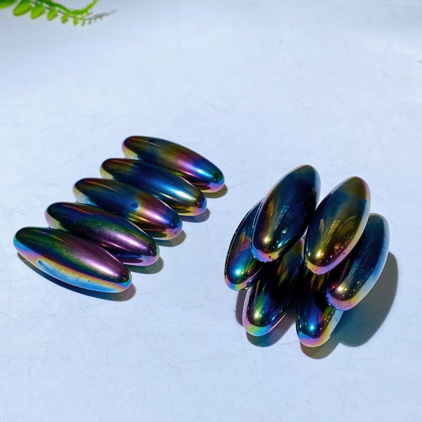 Aura Rainbow Magnetic Hematite Elliptical Zinger Snake Egg Crystal Wholesale