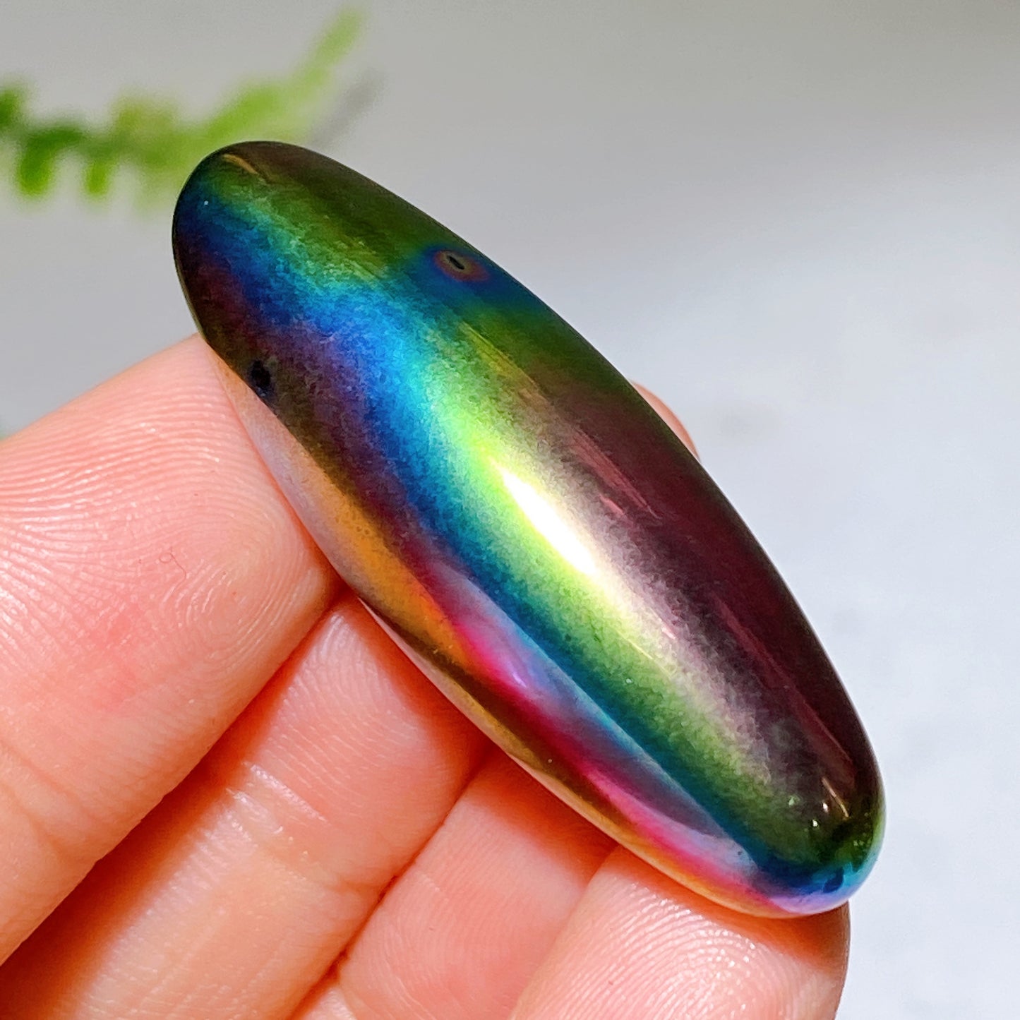 Aura Rainbow Magnetic Hematite Elliptical Zinger Snake Egg Crystal Wholesale