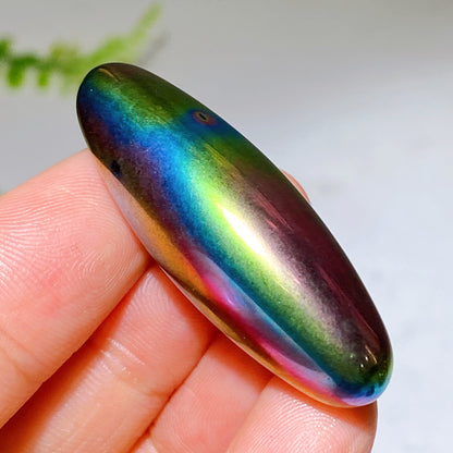 Aura Rainbow Magnetic Hematite Elliptical Zinger Snake Egg Crystal Wholesale