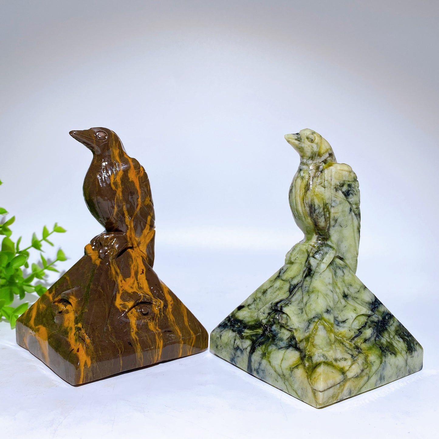 5.2" Jade Raven on Pyramid Carvings Bulk Wholesale