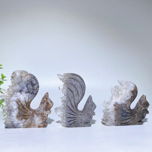 2.3"-2.5" Clear Quartz Squirrel Carvings Bulk Wholesale
