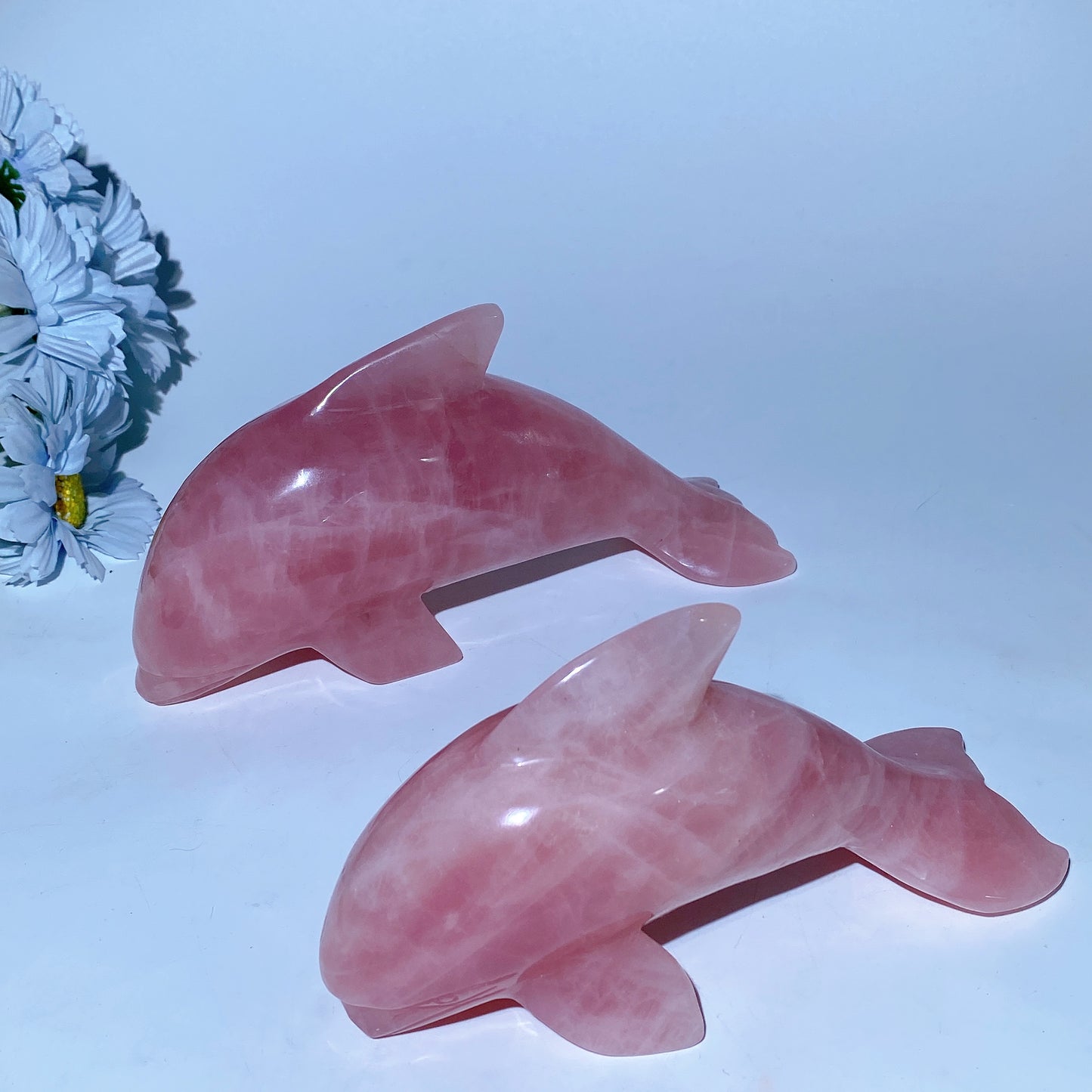Rose Quartz Dolphin Carvings Bulk Wholesale