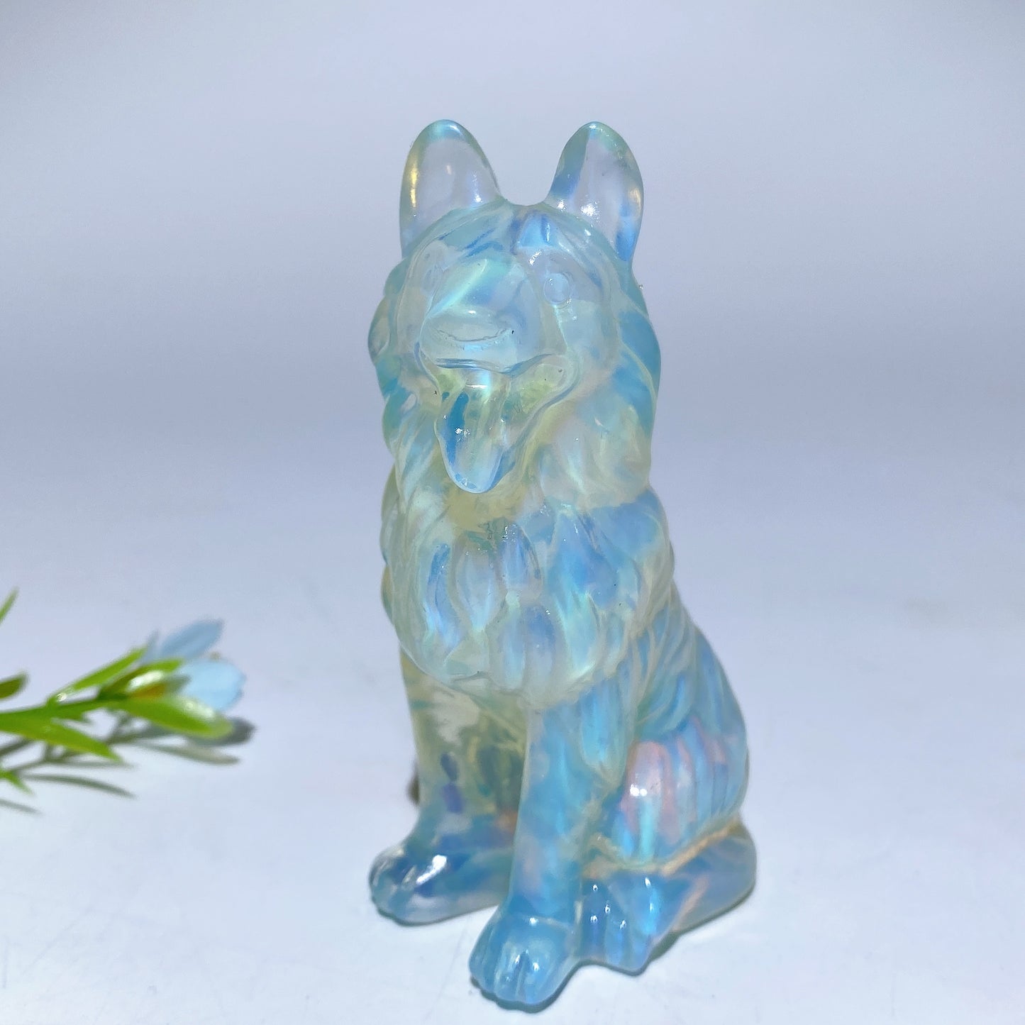 3.1" Mixed Crystal German Shepherd Dog Carvings Bulk Wholesale