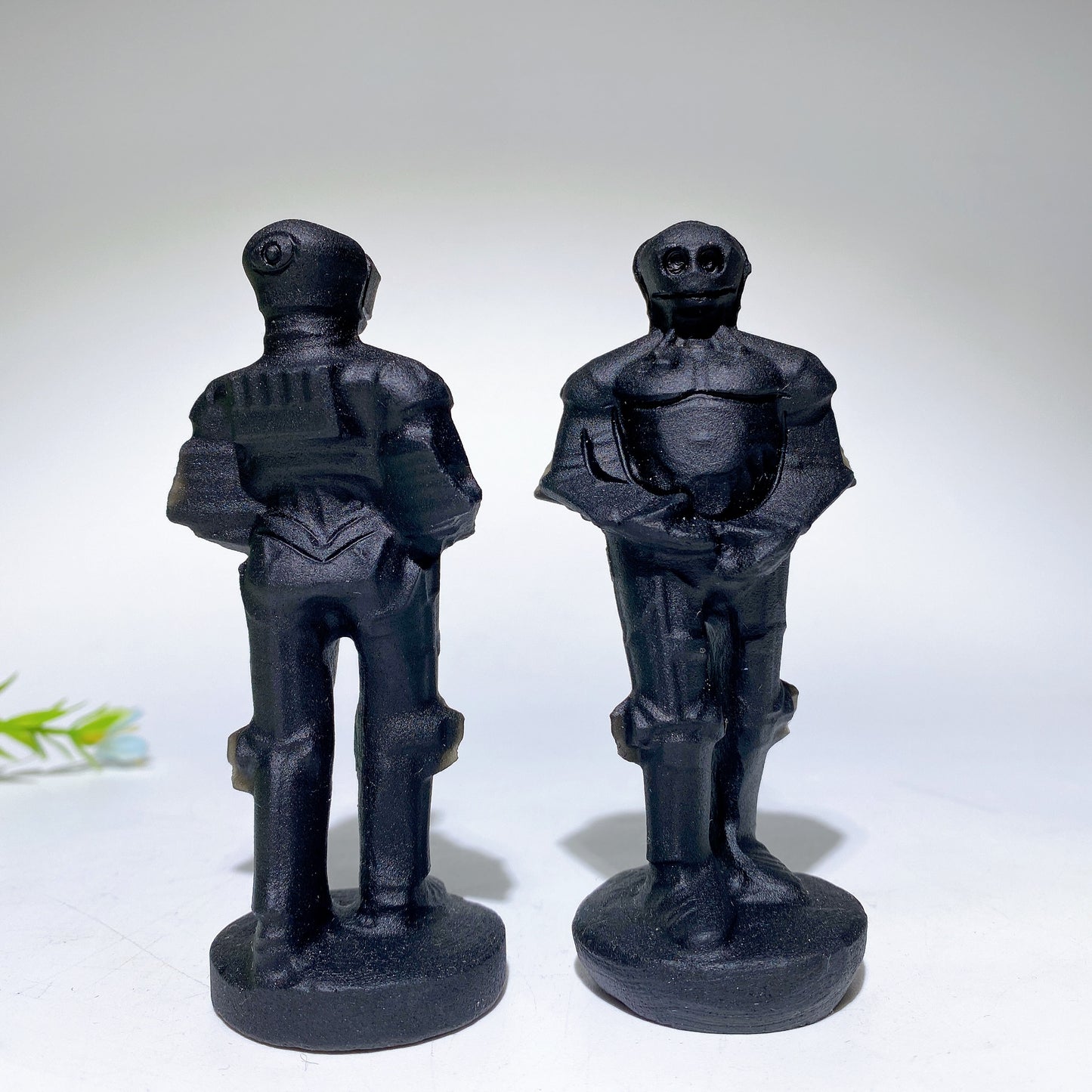 4.0" Black Obsidian Skeleton Soldier Carvings Bulk Wholesale