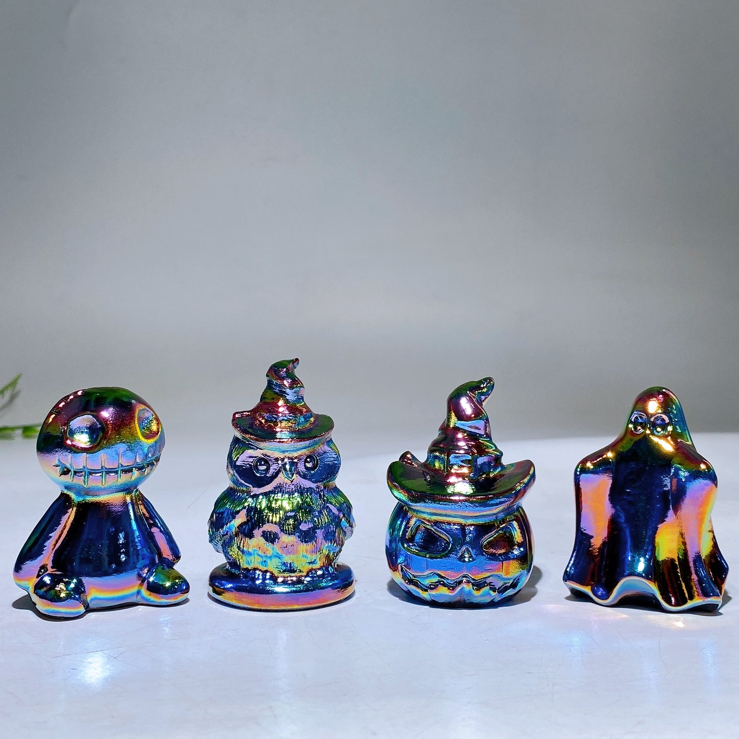 2.0"-2.5" Aura Dark Rainbow Black Obsidian Carving for Halloween Wholesale