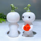3.2" White Jade Pumpkin-man Holding UV Reactive Painting Pumpkin Carving for Hallloween Wholesale