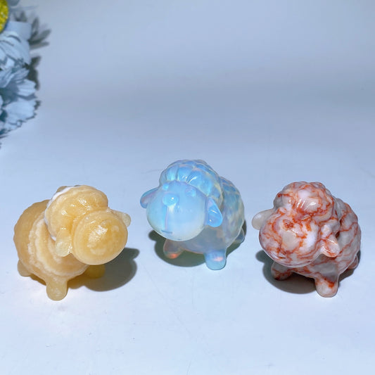 2.4" Mixed Crystal Sheep Carvings Bulk Wholesale