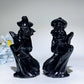 4.7" Black Obsidian Witch Carvings Bulk Wholesale