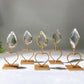 Faceted Clear Quartz Water-drop Diamond Curved Rhombus with Stand Wholesale