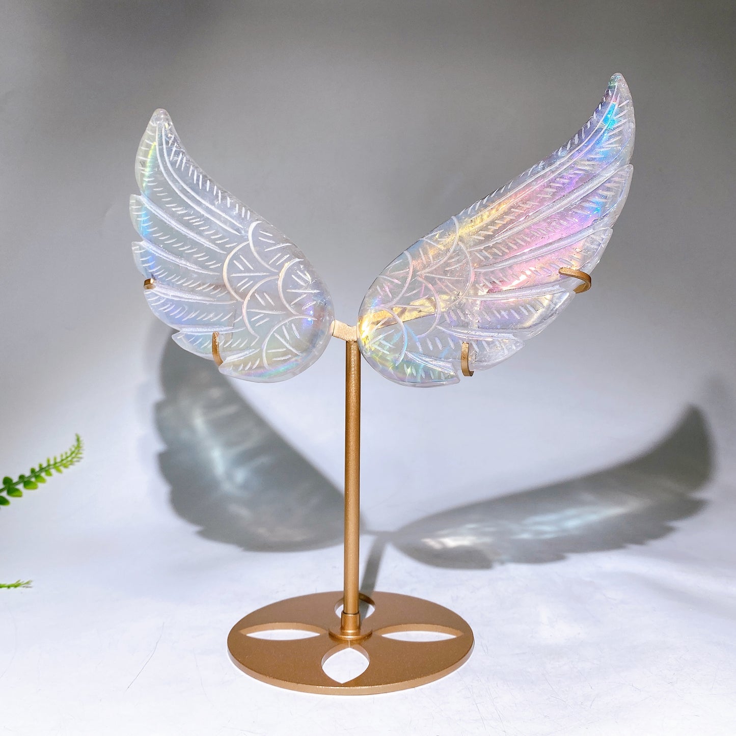 Aura Clear Quartz Wing with Stand Wholesale