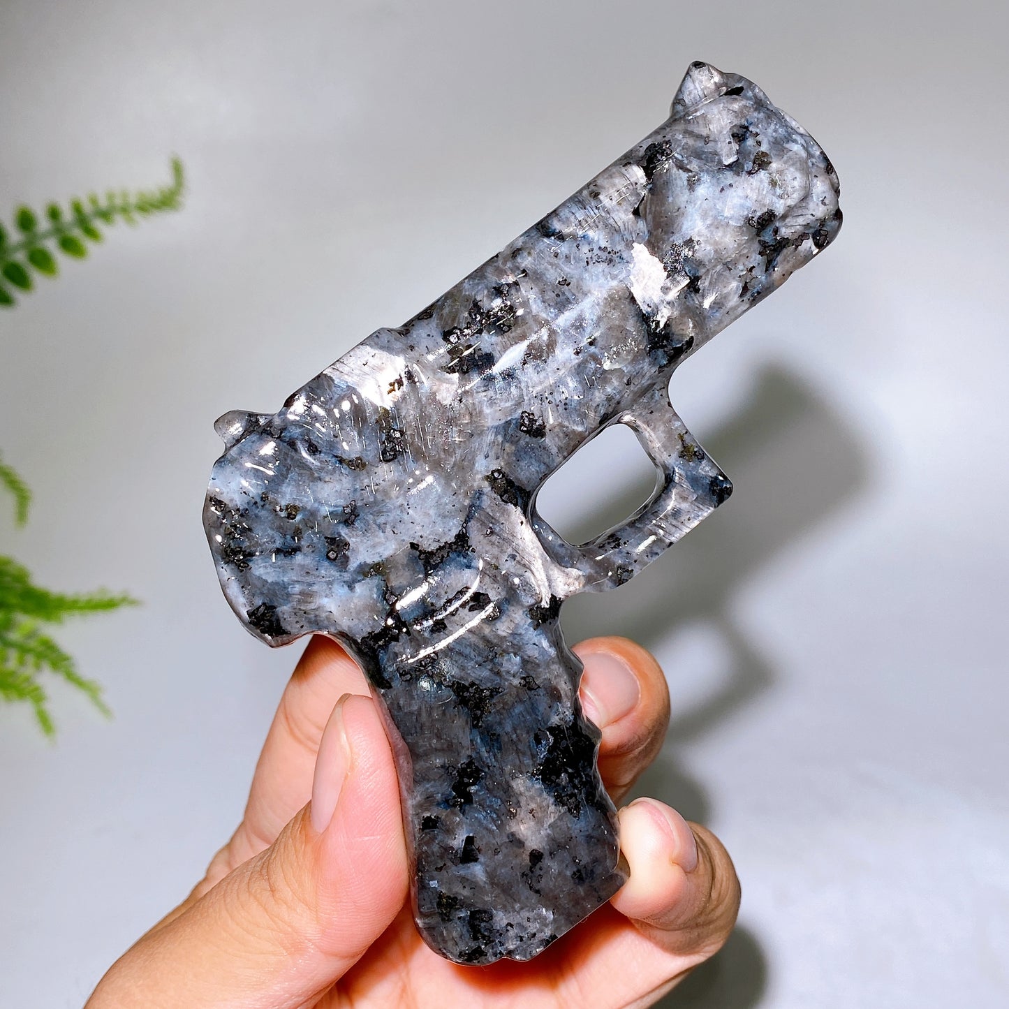 3.7" Black Obsidian Yooperlite Gun Carving Wholesale