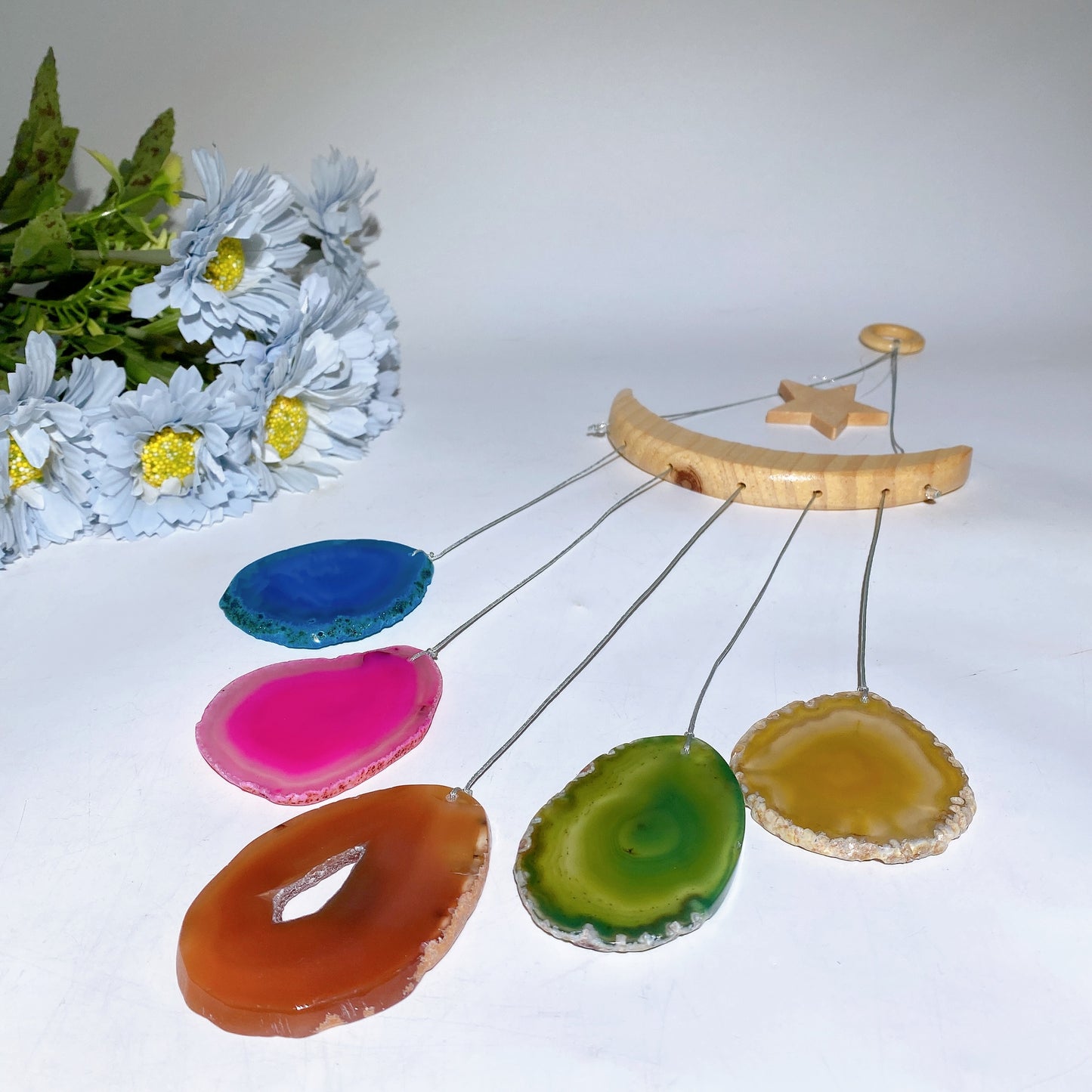 45-60cm Chakra Crystal Chips Life Tree with Colorful Agate Slabs Dreamcatcher Chime Bulk Wholesale