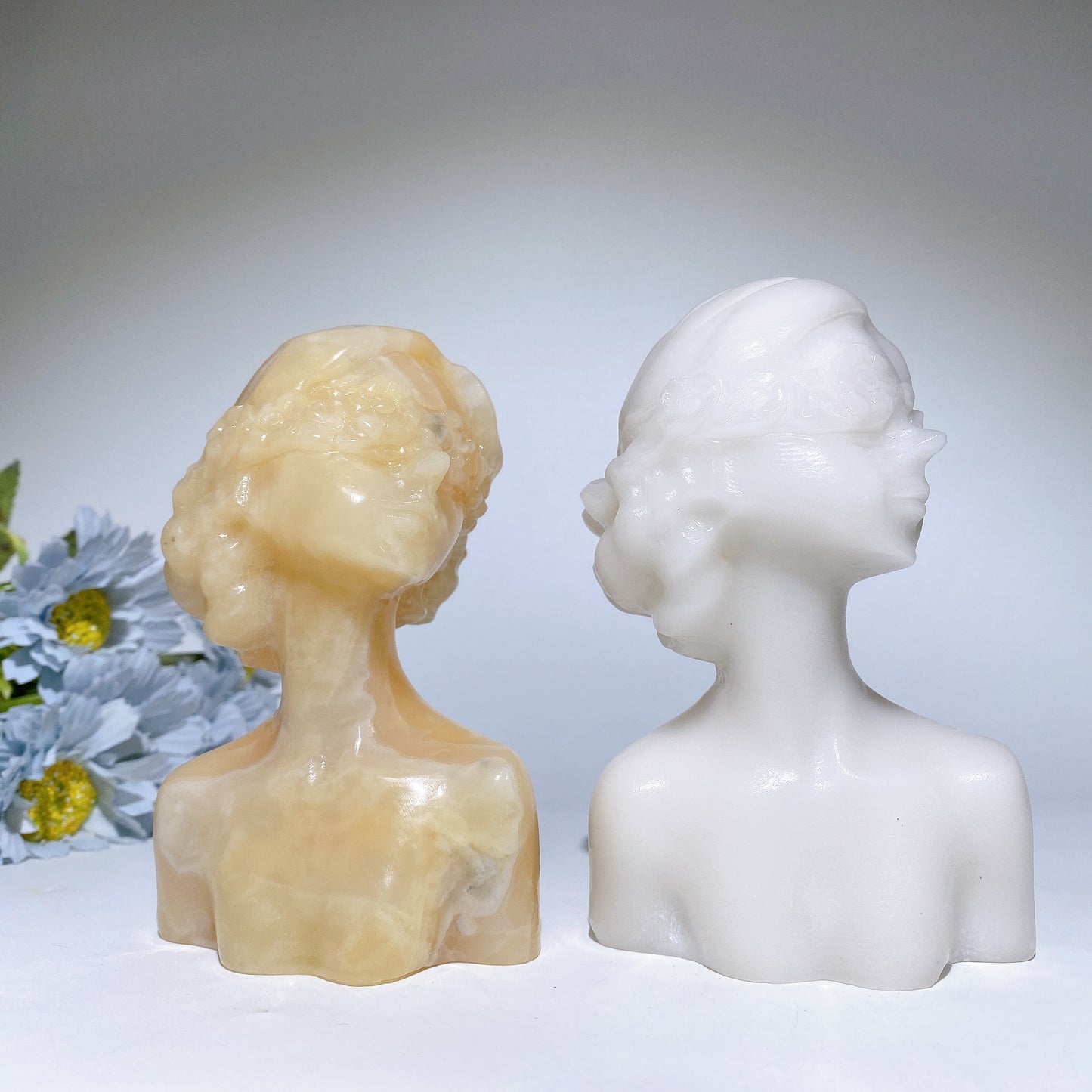 5.1"-5.3" Orange Calcite Jade Lady Bust Carvings Bulk Wholesale