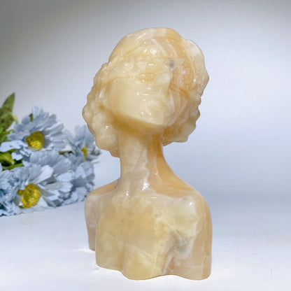 5.1"-5.3" Orange Calcite Jade Lady Bust Carvings Bulk Wholesale