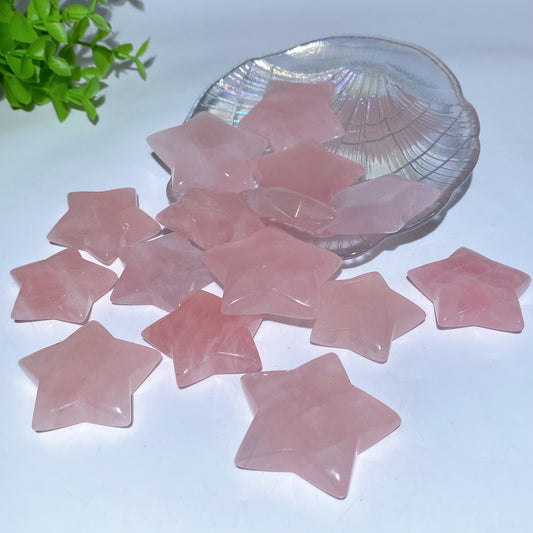 1.4"-2.0" Rose Quartz Star Carvings Bulk Wholesale