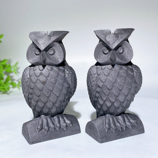 3.3" Schungite Owl Carvings Bulk Wholesale