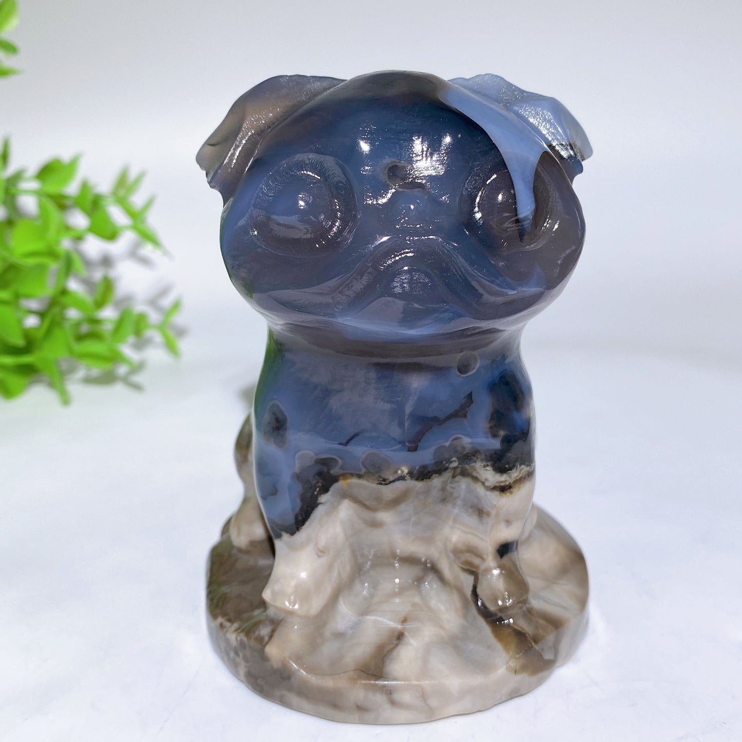 3.8" UV Reactive Volcanic Agate Pug Carvings Bulk Wholesale