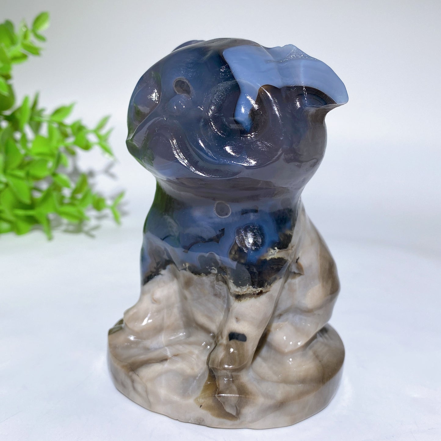 3.8" UV Reactive Volcanic Agate Pug Carvings Bulk Wholesale