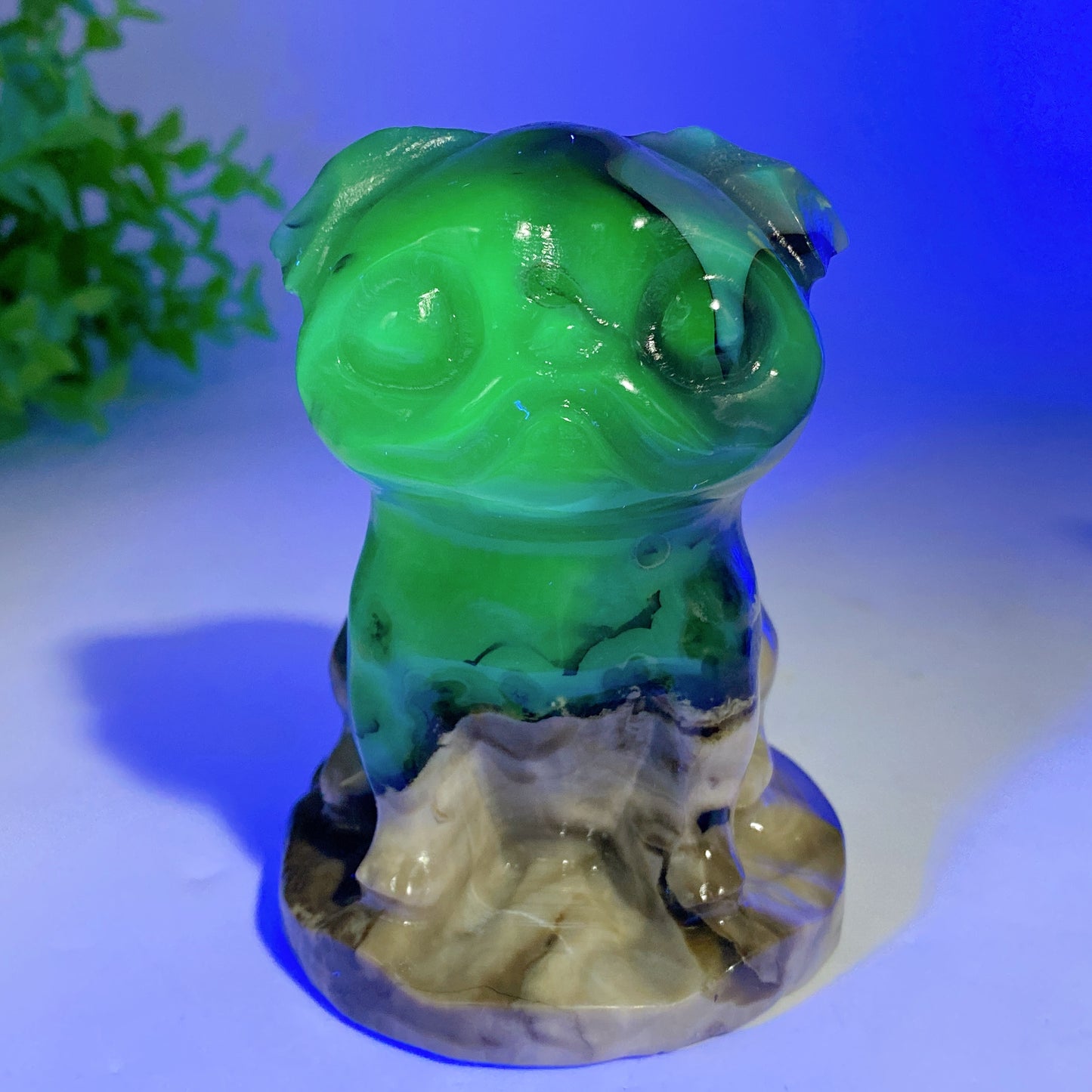 3.8" UV Reactive Volcanic Agate Pug Carvings Bulk Wholesale
