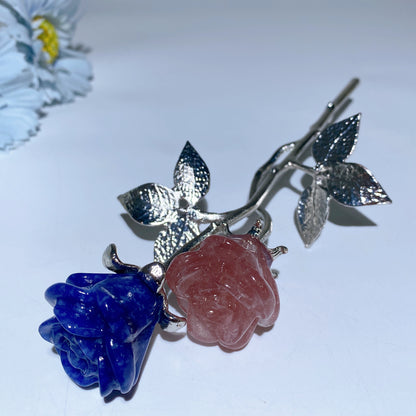 19cm Silver Stem Mixed Crystal Flowers Carvings Bulk Wholesale