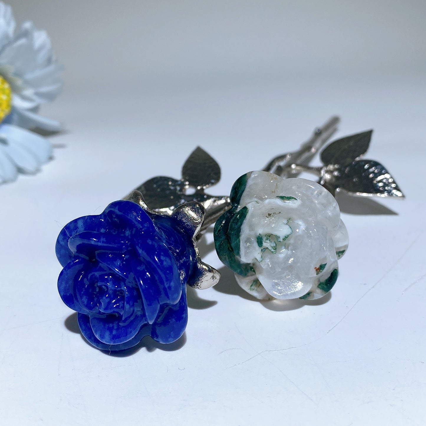 19cm Silver Stem Mixed Crystal Flowers Carvings Bulk Wholesale