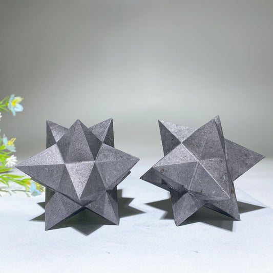 3.2" Schungite Merkaba Carving Bulk Wholesale