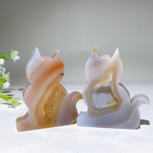1.9"-3.0" Druzy Agate Cat Carving Slab Bulk Wholesale