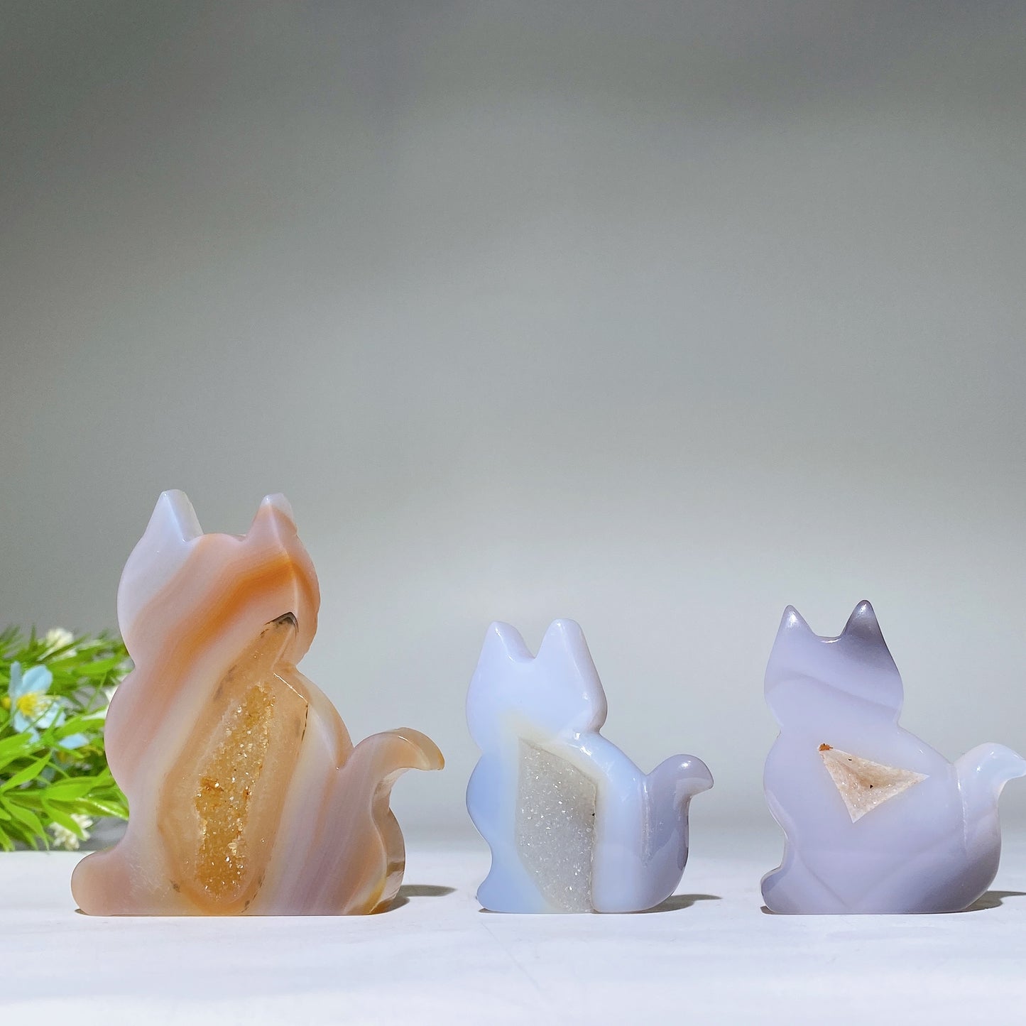 1.9"-3.0" Druzy Agate Cat Carving Slab Bulk Wholesale