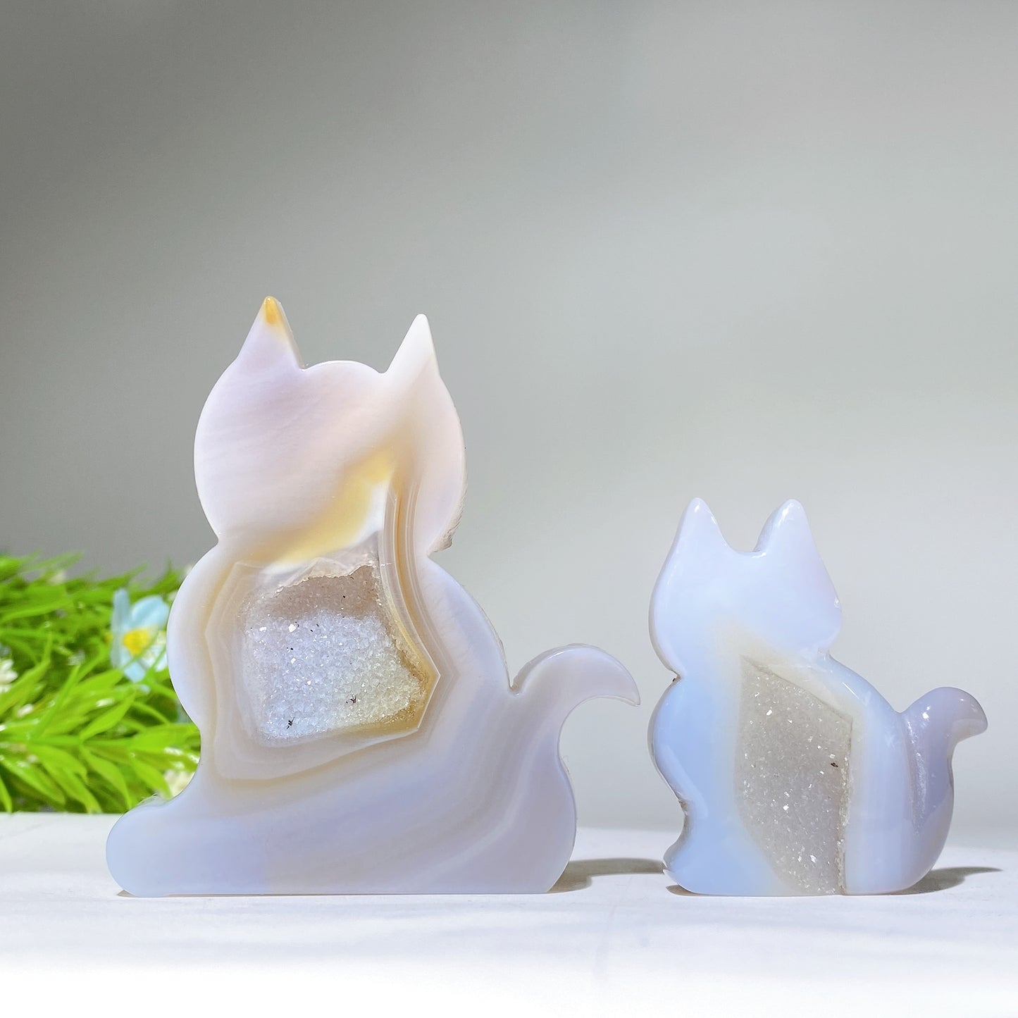 1.9"-3.0" Druzy Agate Cat Carving Slab Bulk Wholesale