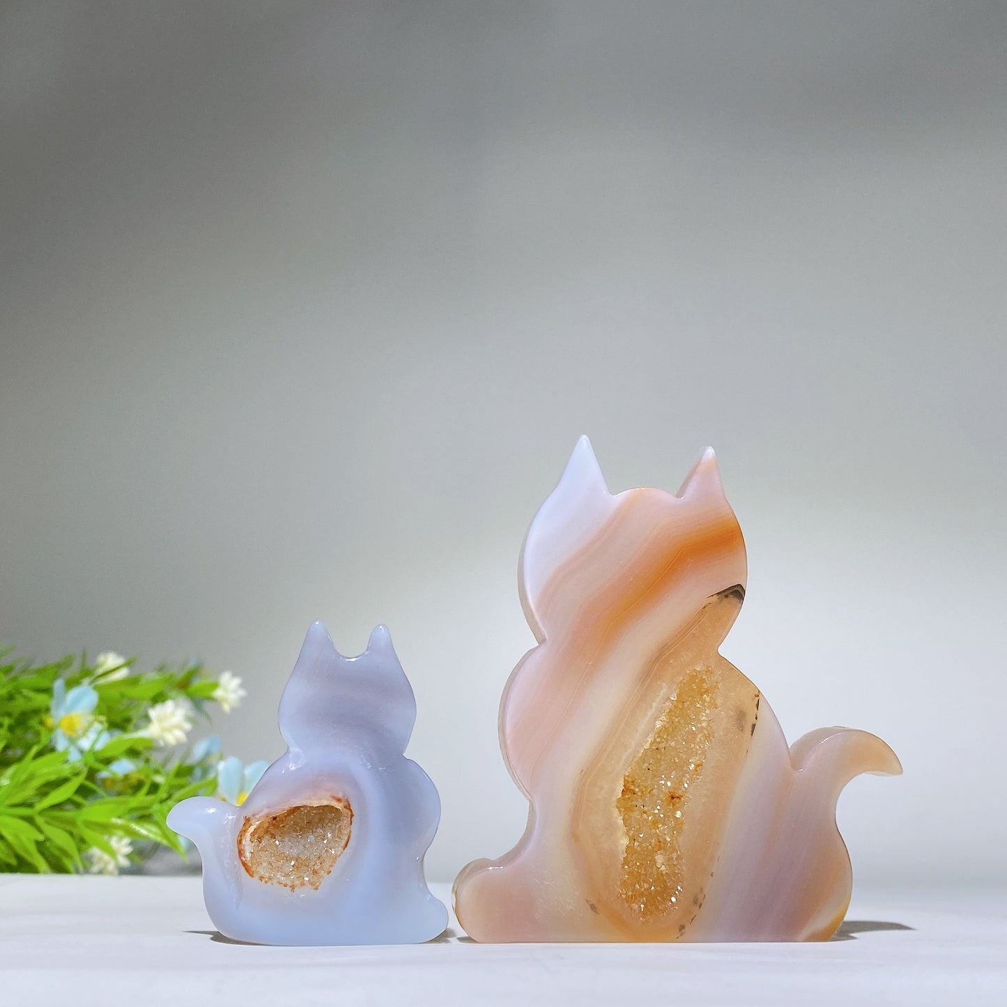 1.9"-3.0" Druzy Agate Cat Carving Slab Bulk Wholesale