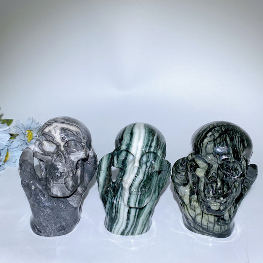 5.2" Jade Picasso Stone Ghost Hand Skull Carvings Bulk Wholesale