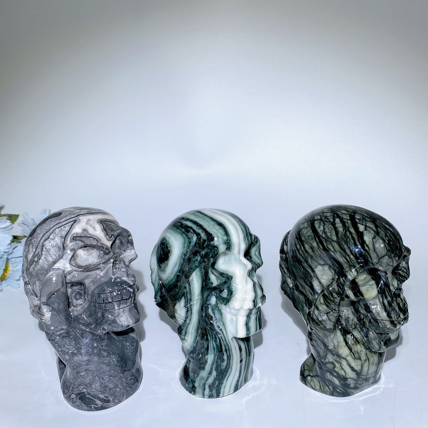 5.2" Jade Picasso Stone Ghost Hand Skull Carvings Bulk Wholesale