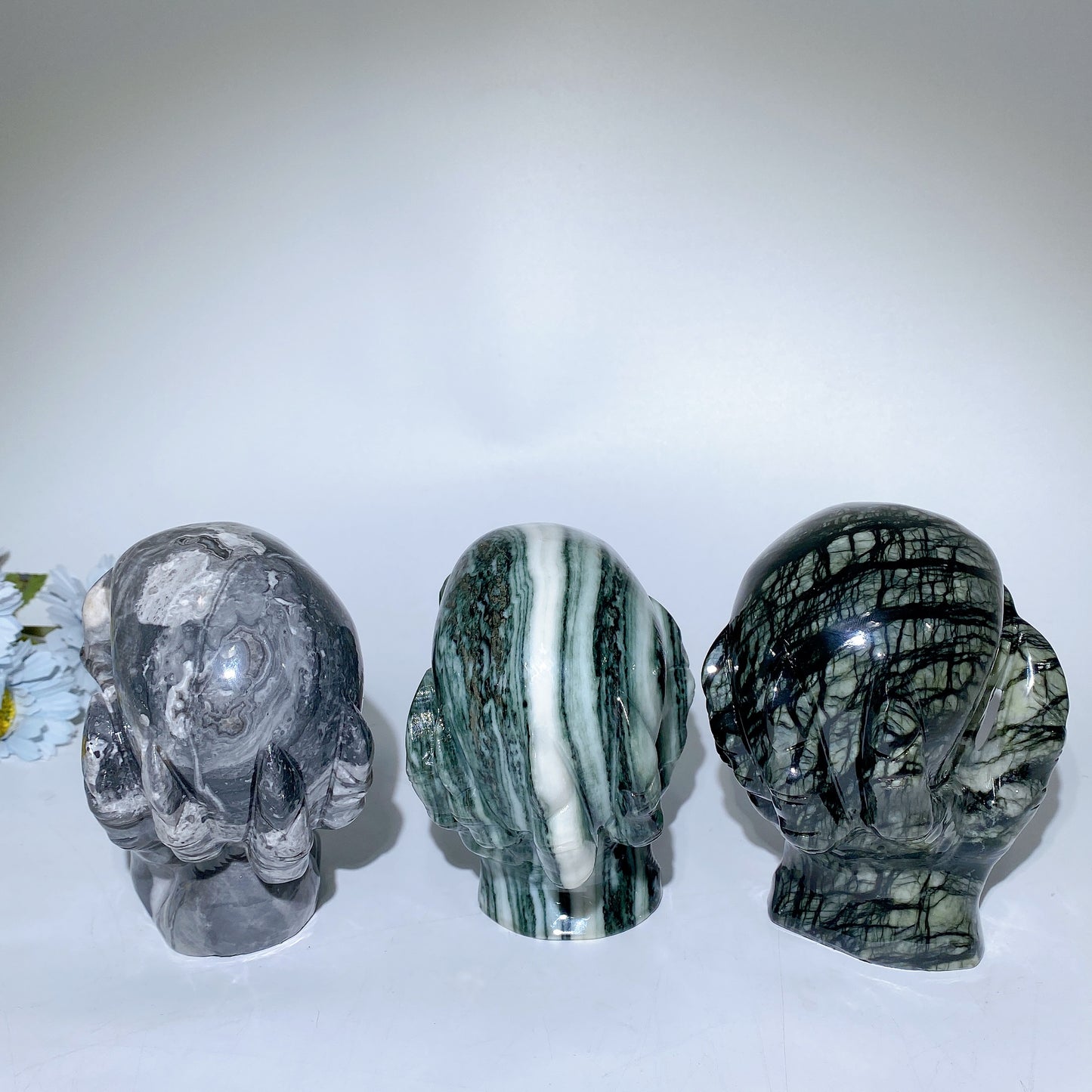 5.2" Jade Picasso Stone Ghost Hand Skull Carvings Bulk Wholesale