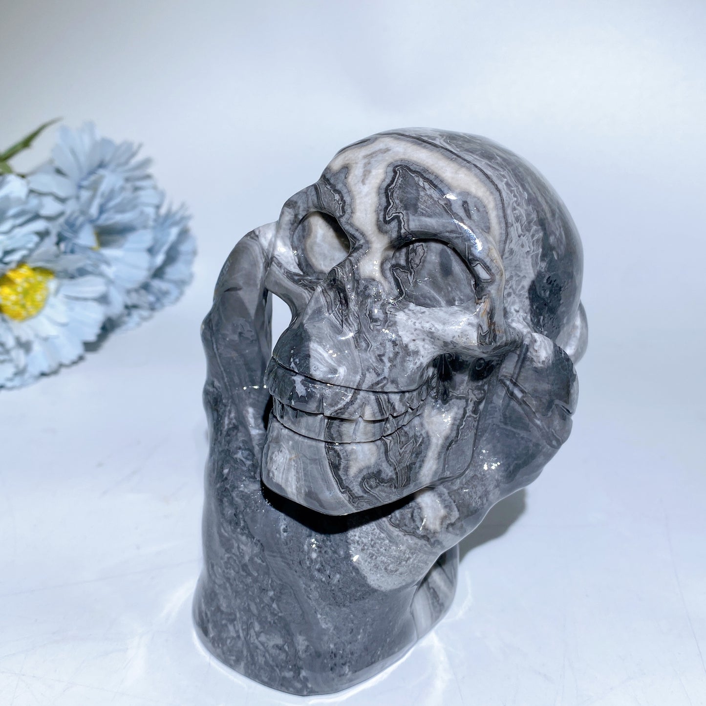 5.2" Jade Picasso Stone Ghost Hand Skull Carvings Bulk Wholesale