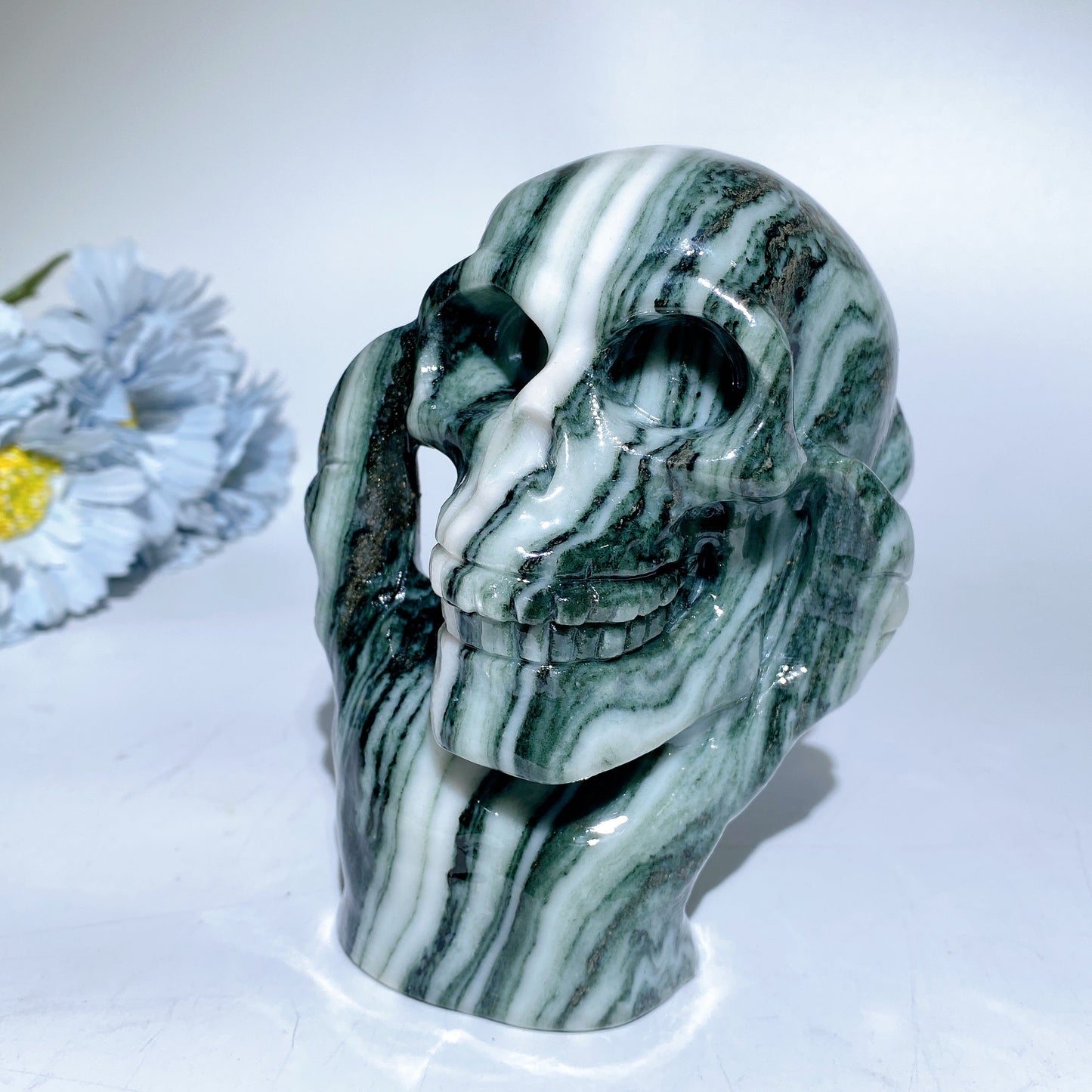 5.2" Jade Picasso Stone Ghost Hand Skull Carvings Bulk Wholesale