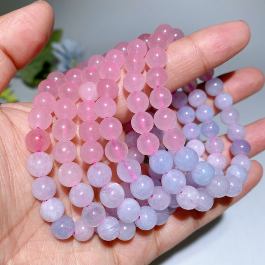 8-16mm Rose Quartz Jadeite Blue Flower Agate Bracelet Bulk Wholesale
