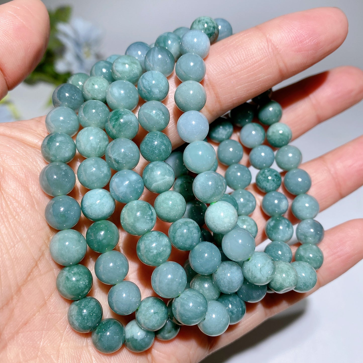 8-16mm Rose Quartz Jadeite Blue Flower Agate Bracelet Bulk Wholesale
