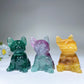 3.6" Green Purple Yellow Fluorite Dog Carvings Bulk Wholesale