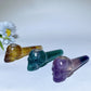 3.9" Yellow Green Purple Fluorite Smoking Pipe with Skull Carving Bulk Wholesale