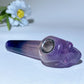 3.9" Yellow Green Purple Fluorite Smoking Pipe with Skull Carving Bulk Wholesale