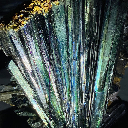 Rare Raw Vivianite Stick Specimen with Wooden Stand