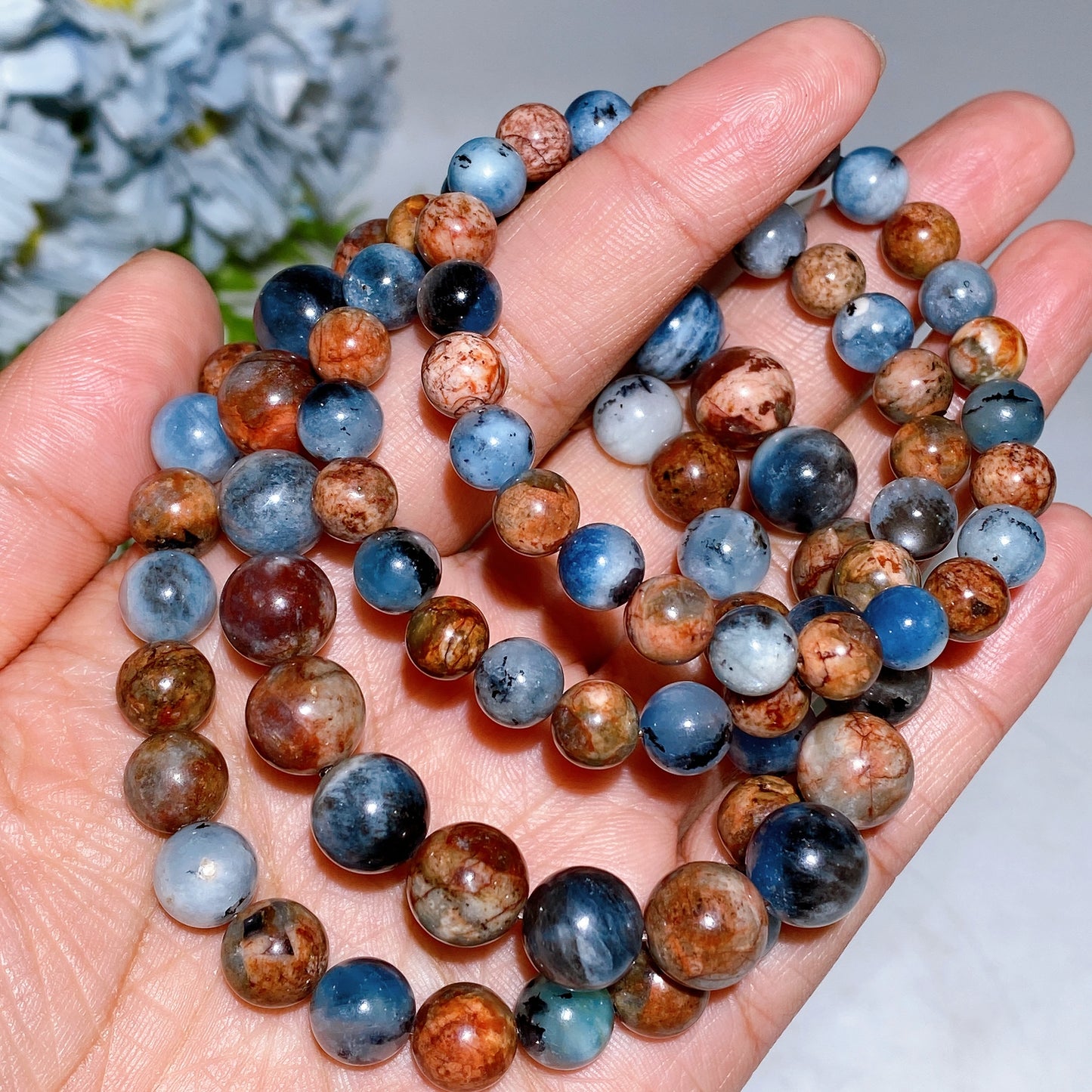 7.5-10.5mm Island Aquamarine Bracelet Crystal Healing Bulk Wholesale