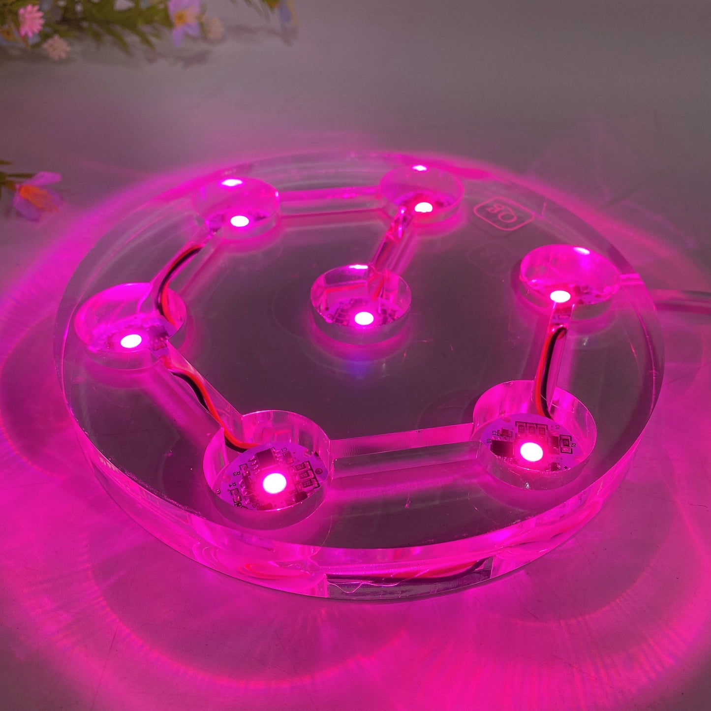 15-20cm Resin Transparent Round Plate Lamp Stand with USB Bulk Wholesale