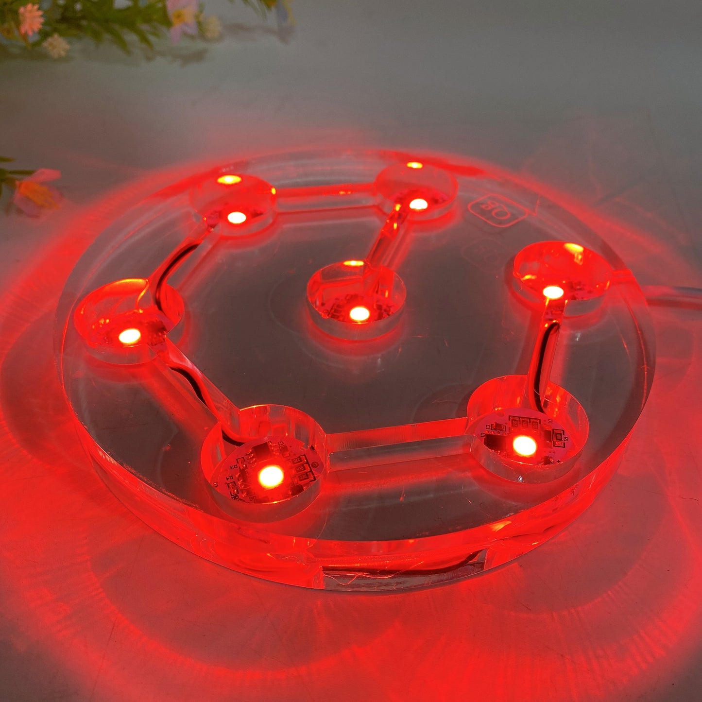 15-20cm Resin Transparent Round Plate Lamp Stand with USB Bulk Wholesale