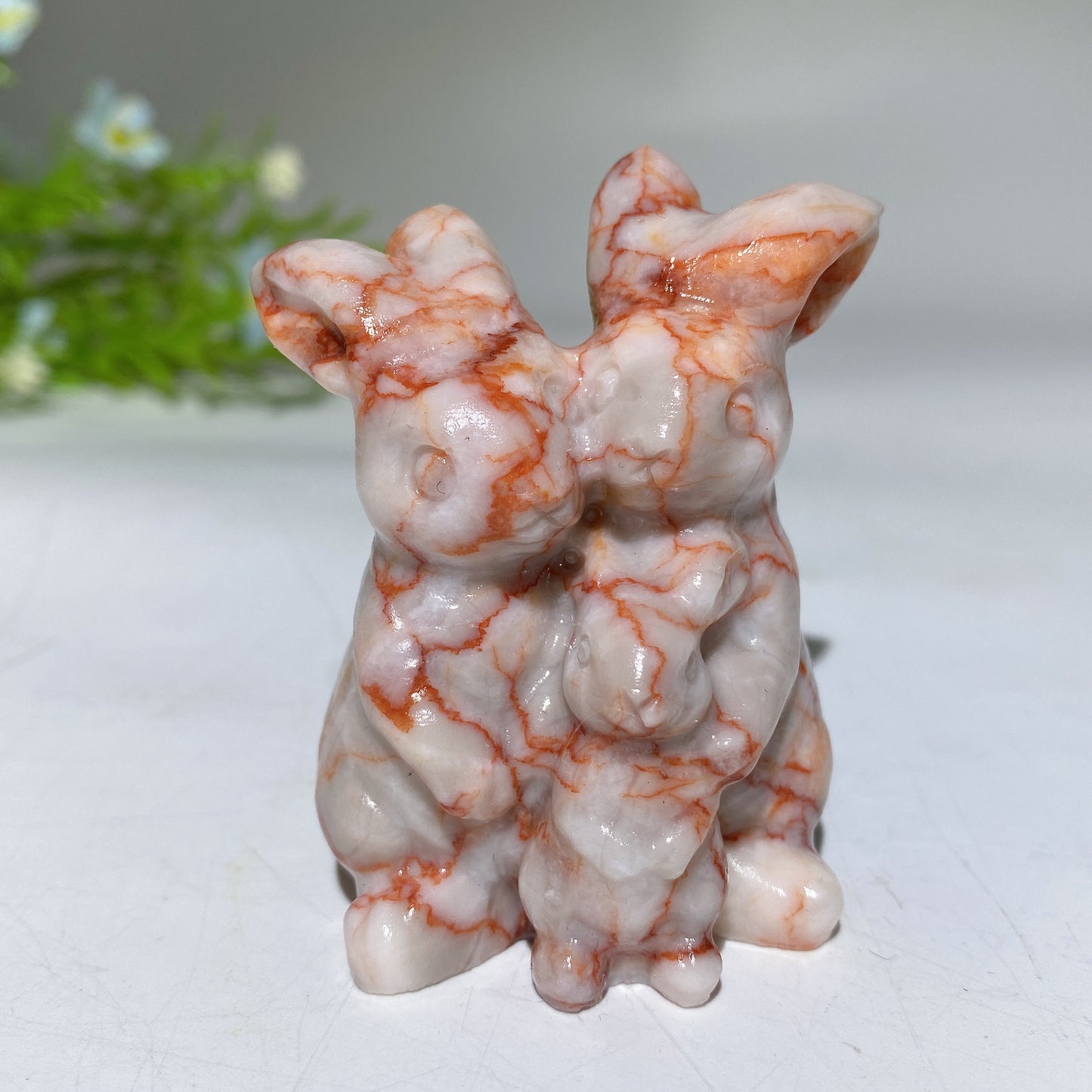 2.4" Crystal Rabbit Family Carvings Bulk Wholesale