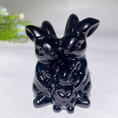 2.4" Crystal Rabbit Family Carvings Bulk Wholesale